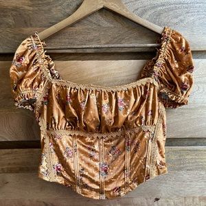 FREE PEOPLE Floral Velvet Corset Top | Size Small